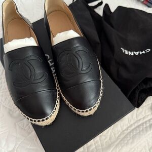 Chanel Black Espadrille Flats